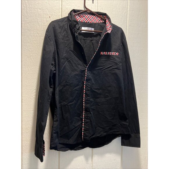 Vtg TOM’S WaRe XL BLACK WITH RED PLAID PRINT RARE - Picture 1 of 5